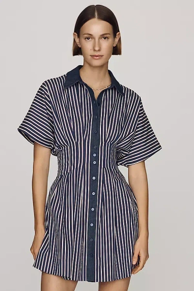 Exquise Tobie Mini Shirtdress In Blue