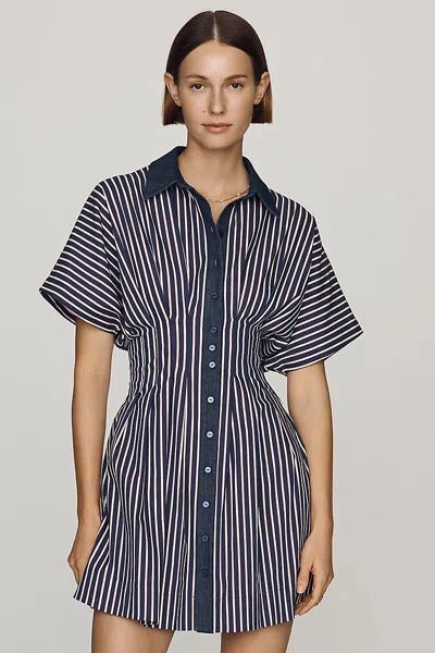 Exquise Tobie Mini Shirtdress In Blue