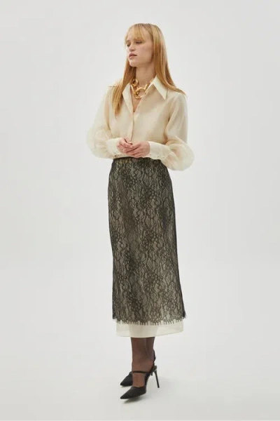 Exquise Tulle Lace Midi Skirt In Multi