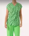 Exquise V Neck Low Sleeve Patterned Blouse In Original Print