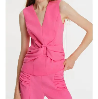 Exquise V Neck Plain Fabric Blouse In Pink
