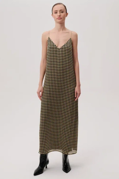 Exquise V Neck Strappy Midi Dress In Green