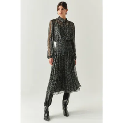 Exquise Vada Pleated Midi Skirt In Black