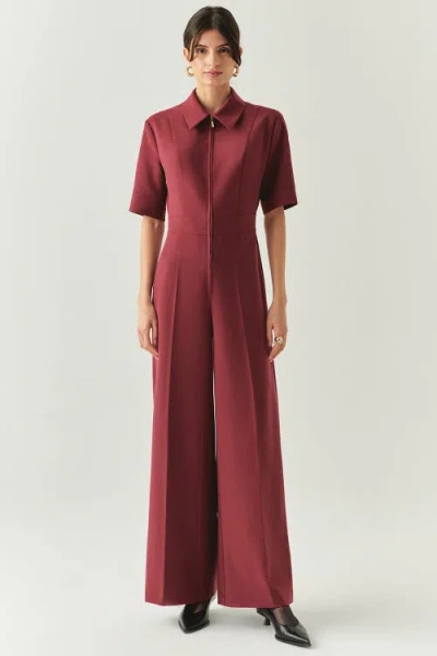 Exquise Valery Jumpsuit In Burgundy