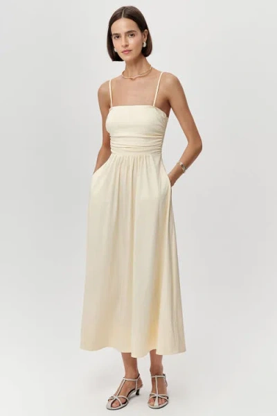 Exquise Violet Spaghetti Strap Elastic Waist Midi Dress In Neutral