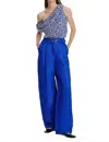 Exquise Wide Leg Linen Blend Pants In Sax