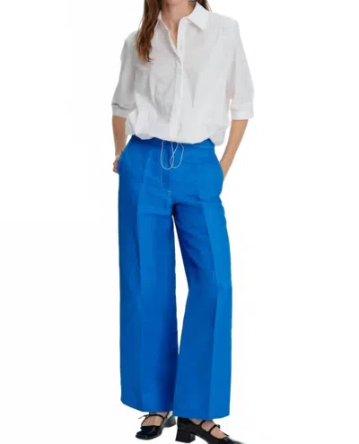 Exquise Wide Leg Trousers With Stitching Details In Blue