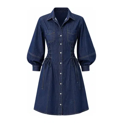 Exquise Women's Adilene Long Sleeve Denim Mini Dress - Blue