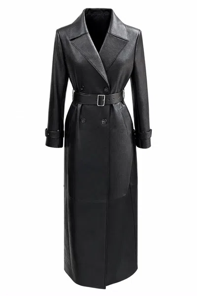 Exquise Women's Alohi Leather Trenchcoat – Black