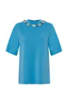 Exquise Regular Crystal Embellished T-shirt In Animal Print