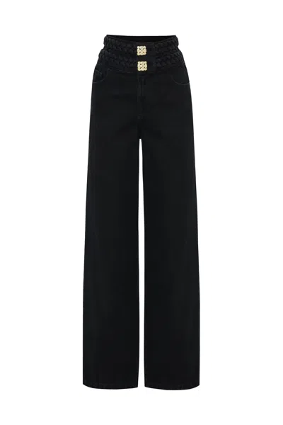 Exquise Women's Ardelle Wide Leg Denim Pants – Black