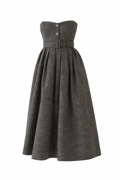 Exquise Arlan Midi Strapless Dress In Gray