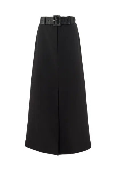 Exquise Women's Arlette Belted Pocketed Skirt - Black