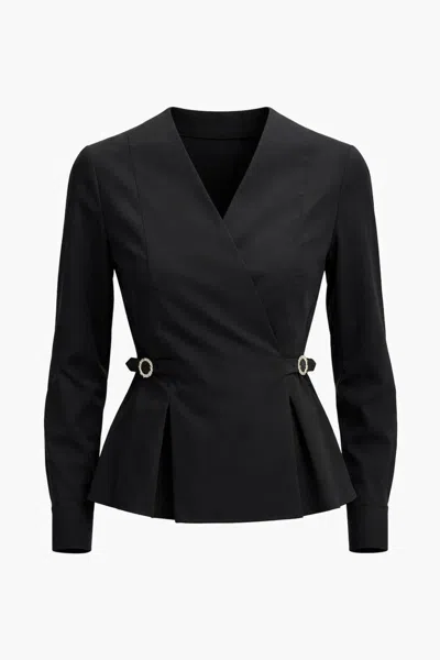 Exquise Women's Ashylnn Wrap Collar Shirt – Black