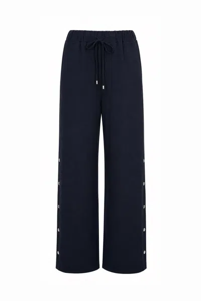 Exquise Women's Black Chevi Pants - Navy Blue