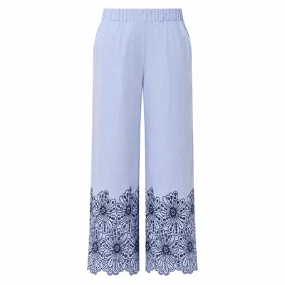 Exquise Women's Blue Abrial Elastic Waist Straight Leg Pants - Multi Color