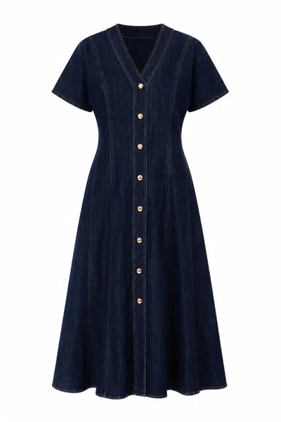 Exquise Women's Blue / Black Kennedy Midi Dress - Indigo In Multi