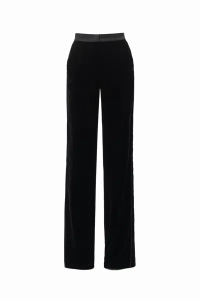 Exquise Women's Bradyn Pants Straight Cut Velvet Pants - Black