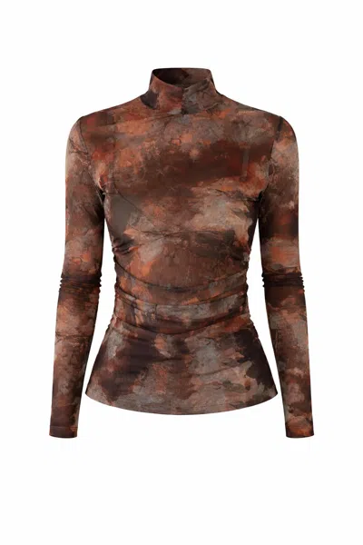Exquise Women's Brown Aldo Blouse Tulle Knit Blouse - Multi Color