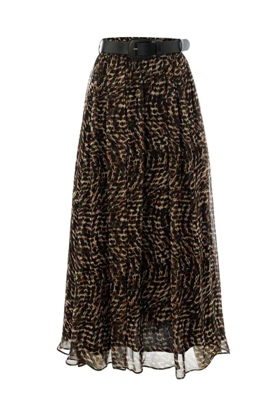 Exquise Teresa Chiffon Midi Skirt In Burgundy