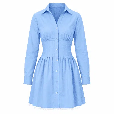 Exquise Women's Christine Fitted Mini Dress With Metal Buttons - Blue
