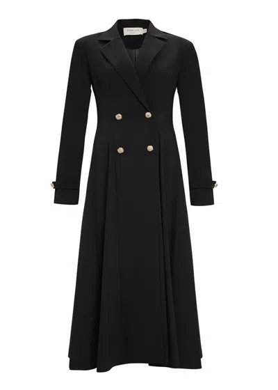 Exquise Women's Coralie Dress Wrap Neck Midi Blazer Dress Black
