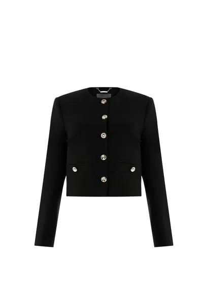 Exquise Women's Crew Neck Tailored Jacket - Black