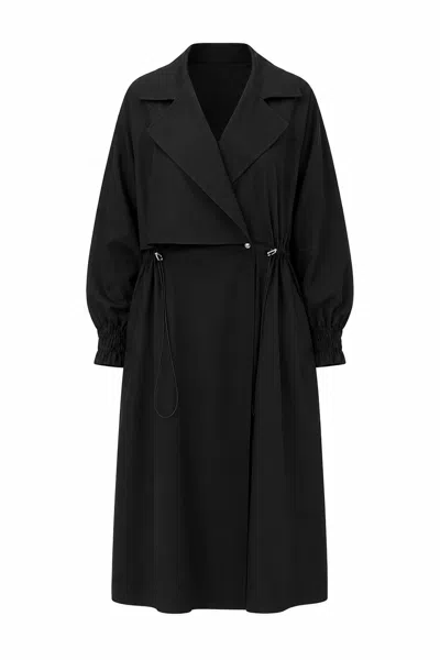 Exquise Women's Daniele Belted Midi Trenchcoat - Black