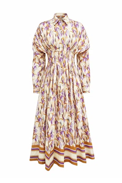 Exquise Women's Delmare Fitted Midi Shirt Dress - Multi Color