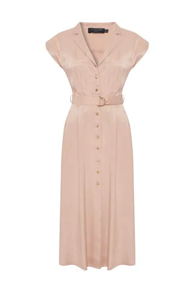 Exquise Women's Elliana Buttoned Belted Modal Midi Dress - Pink