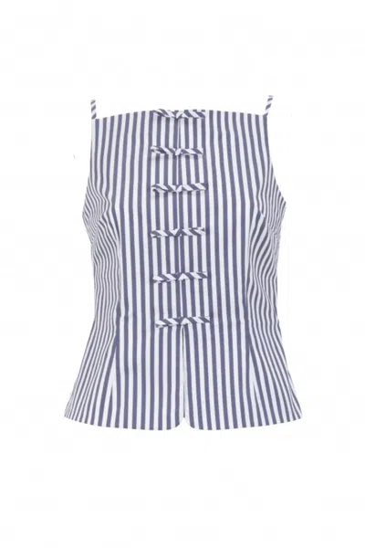 Exquise Women's Emberly Spaghetti Bustier Blouse- Multi Color In Blue