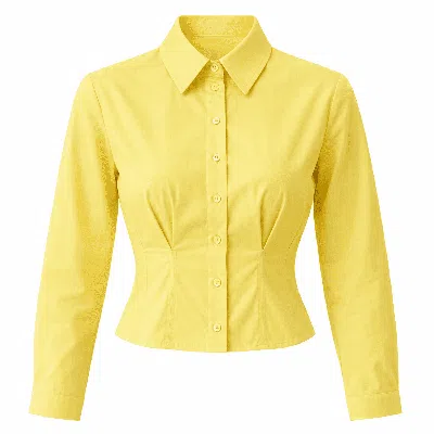 Exquise Women's Felicia Long Sleeve Crop Shirt - Yellow