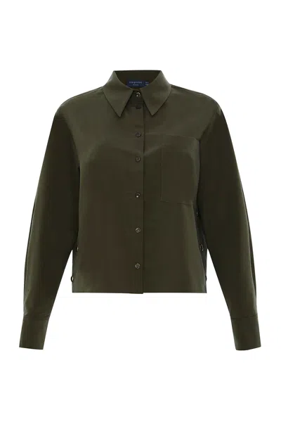 Exquise Women's Green Snap Button Shirt – Khaki In Brown