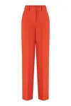 Exquise Women's High Waist Straight Cut Trouser In Orange In Orange