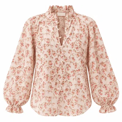 Exquise Women's Kathy High Neck Shirt - Multi Color In Pink