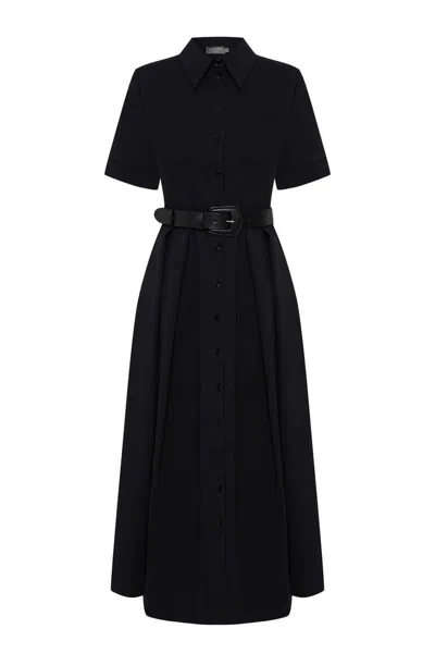 Exquise Women's Lilah Classic Collar Belted Dress - Black