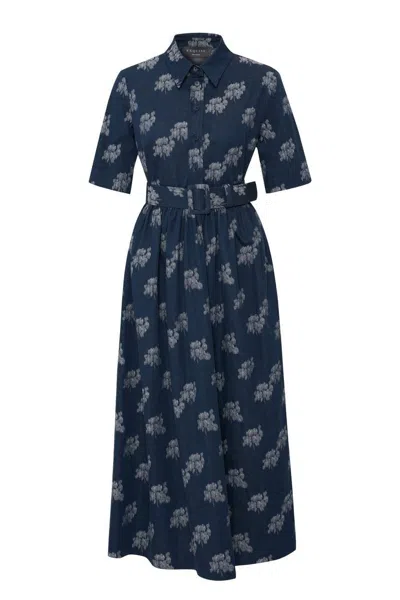 Exquise Women's London Dress  Effortless Print Chiffon Wrap Dress - Blue In Multi