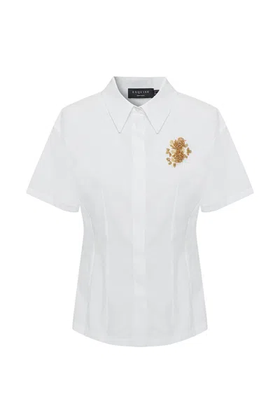 Exquise Women's Mary Cotton Poplin Shirt - White In Pattern