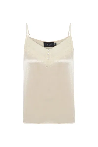 Exquise Women's Neutrals Adalynn Adjustable Thin Strap Blouse - Ecru