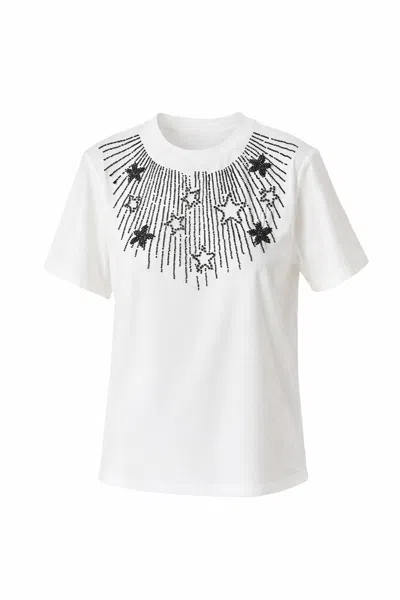 Exquise Women's Neutrals Alanna Embroidered Tshirt - Ecru In Sand