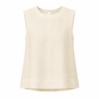 Exquise Women's Neutrals Almira Crew Neck Linen Blouse - Yellow