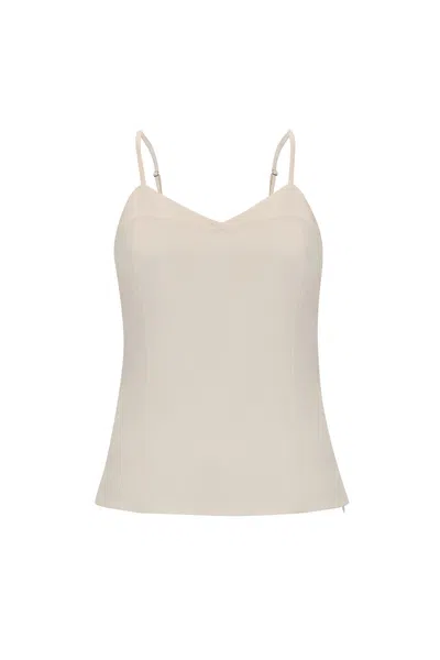 Exquise Women's Neutrals Chic V-neckline Sleeveless Blouse - Ecru