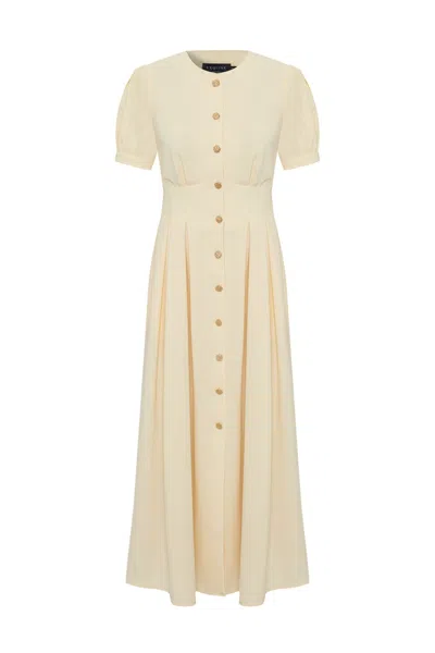 Exquise Women's Neutrals Fitted Waist Short Sleeve Dress - Ecru