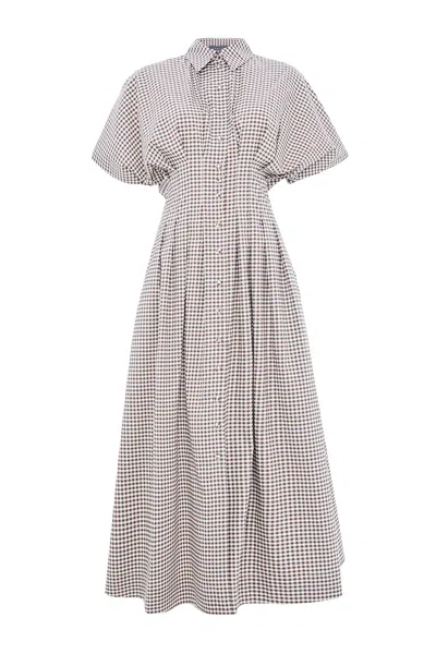 Exquise Women's Neutrals / Grey Regular Short Sleeve Poplin Pleated Shirt Jream Dress - Ecru In Gray