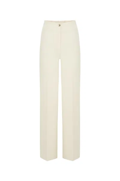 Exquise Women's Neutrals High Waist Wide Leg Pants - Ecru