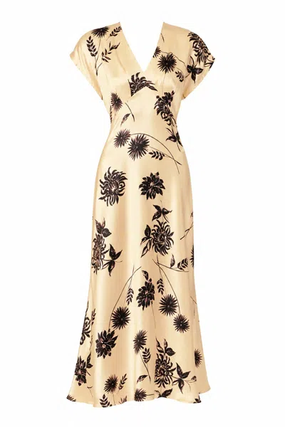 Exquise Women's Neutrals Navy Midi Dress - Ecru In Multi
