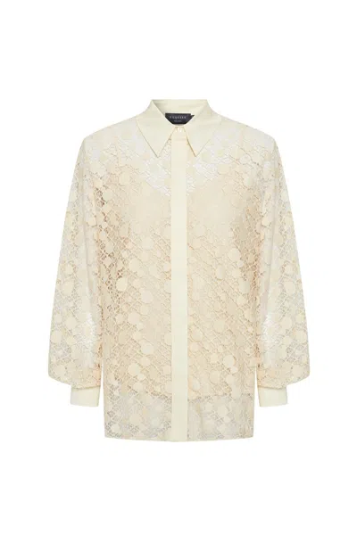 Exquise Women's Neutrals Noelle Cotton Lace Shirt - Ecru In Beige
