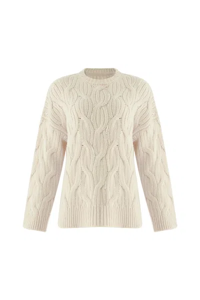 Exquise Women's Neutrals Regular Fit Crew Neck Knit Calla Blouse - Ecru In White