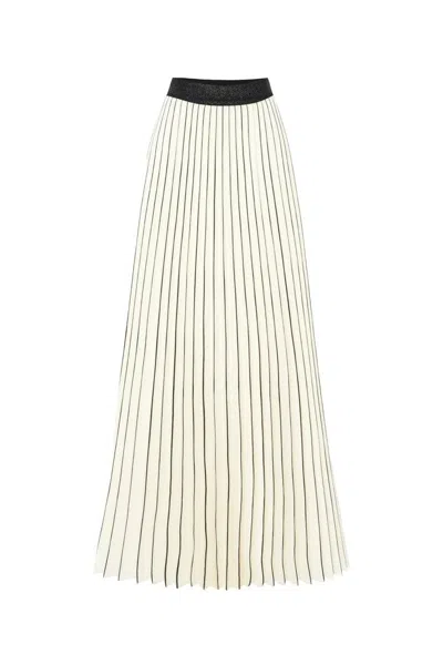 Exquise Women's Neutrals Regular Pleated Painted Midi Skirt - Ecru In Sand