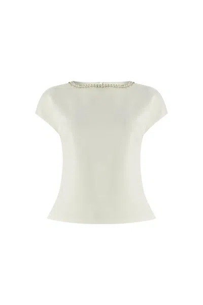 Exquise Women's Neutrals Scout Blouse Dropped Shoulder Boat Neck Knit Blouse - Ecru In White